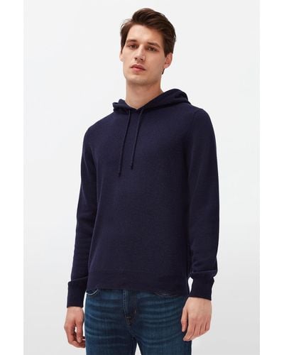 7 For All Mankind Hoodie Cashmere W/ Stitch Detail Navy - Blue