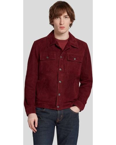 7 For All Mankind Modern Trucker Suede Mulberry - Red