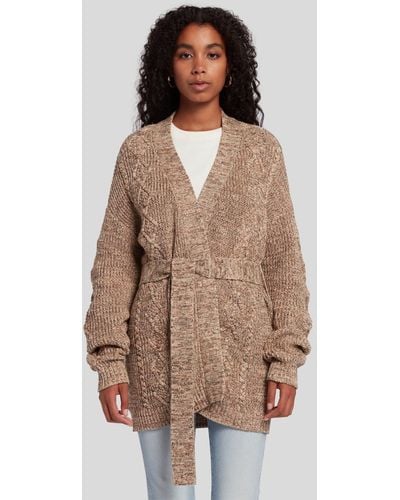 7 For All Mankind Belted Cardigan Cotton Poly Safari - Brown