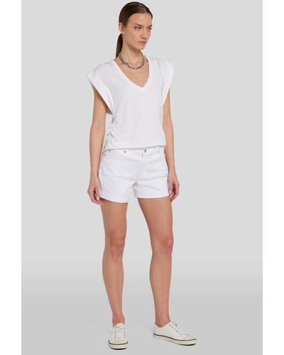 7 For All Mankind Mid Roll Shorts Simply White