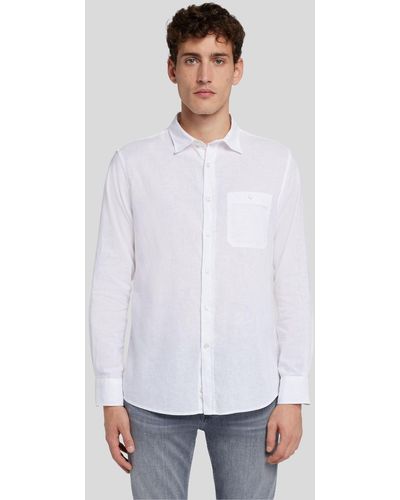 7 For All Mankind One Pocket Shirt Cotton Linen White