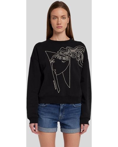 7 For All Mankind Women's Day Sweatshirt Cotton Black