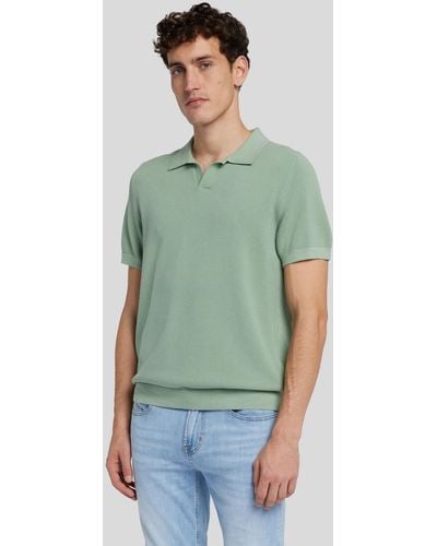 7 For All Mankind Polo Cotton Textured Celadon - Green