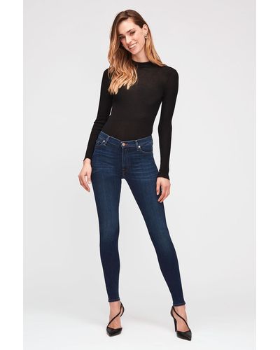 7 For All Mankind High Waist Skinny Slim Illusion Luxe Starlight - Blue