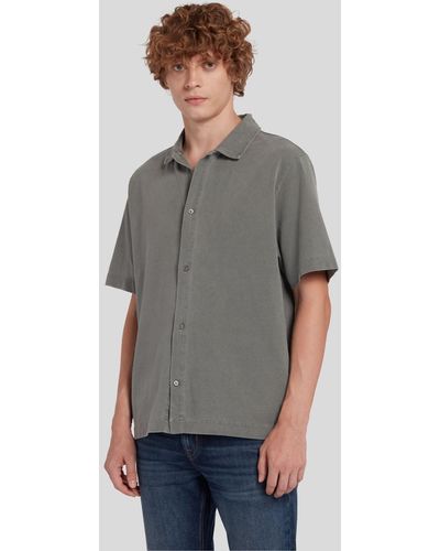 7 For All Mankind Ss Polo Shirt Mineral Dye Dusty Grey