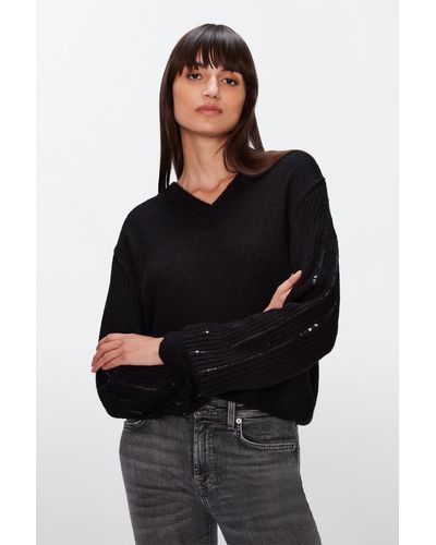 7 For All Mankind Puff Sleeves Jumper Mohair With Sequins Black