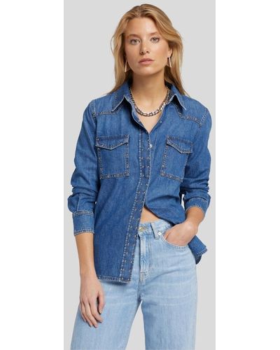 7 For All Mankind Emilia Shirt Jukebox With Studs - Blue