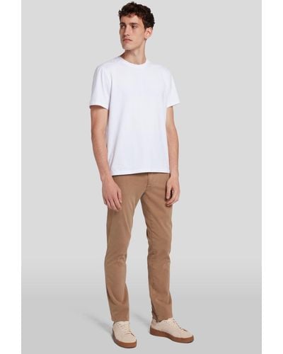 7 For All Mankind Slimmy Chino Tap. Luxe Performance Sateen Sand - White