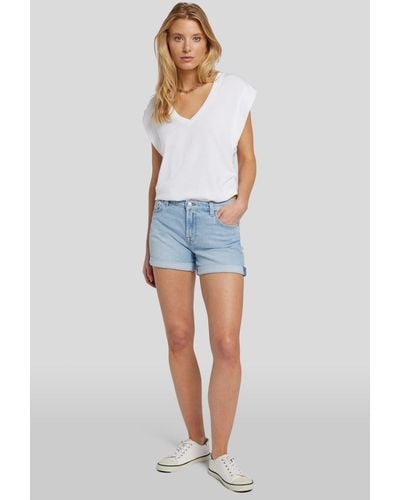 7 For All Mankind Mid Roll Shorts Soul - Blue