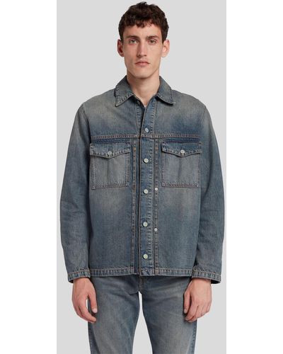7 For All Mankind Pleated Overshirt Air - Blue