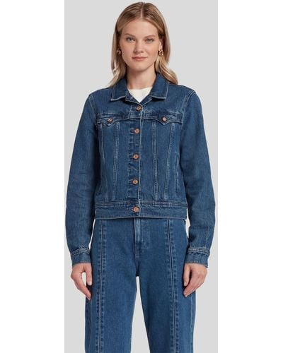 7 For All Mankind Western Trucker Jacket Dolly - Blue