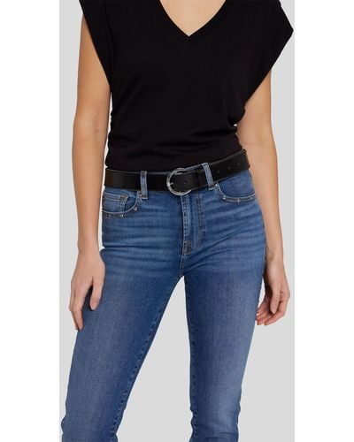 7 For All Mankind Micro Studs Belt Leather Black - Blue
