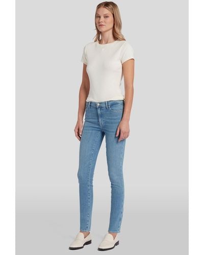 7 For All Mankind Hw Skinny Crop Slim Illusion Intro With Studded SQUIGGLE - Blue