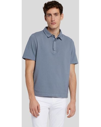 7 For All Mankind Polo Piquet Dusty Blue