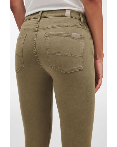 7 For All Mankind Hw Skinny Colored Stretch With Embellished SQUIGGLE Sage - Green