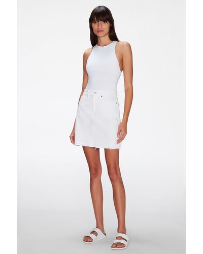 7 For All Mankind Mia Skirt Yacht With Raw Cut Hem - White