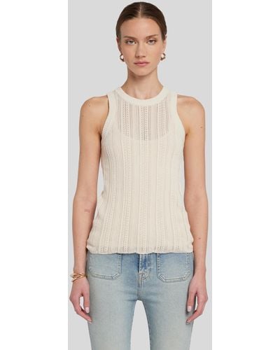 7 For All Mankind Mixed Stitch Tank Pointelle Bone - Blue