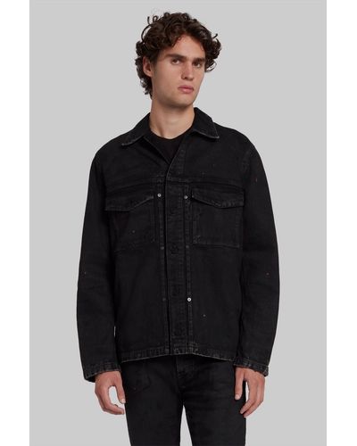 7 For All Mankind Pleated Overshirt Fire - Black