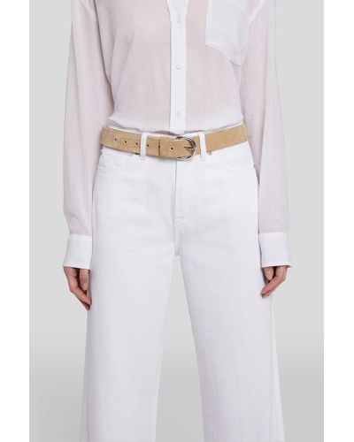 7 For All Mankind Printed Belt Suede Beige - White