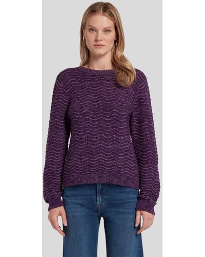 7 For All Mankind Cross Back Jumper Cotton Poly Violet Marl - Purple