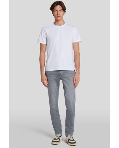7 For All Mankind Slimmy Tapered Stretch Tek Labyrinth - White