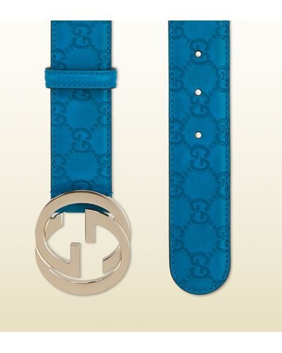 Gucci Belt with Interlocking G Buckle - Blue