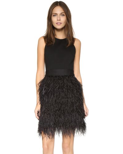 MILLY Blair Feather Dress - Black