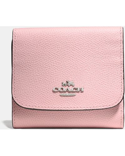 COACH Small Wallet In Crossgrain Leather - Pink
