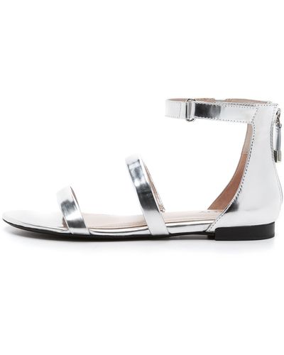 DKNY Fiona Ankle Strap Flat Sandals - Metallic