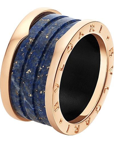 BVLGARI B.zero1 Four-band 18ct Pink-gold And Blue Marble Ring