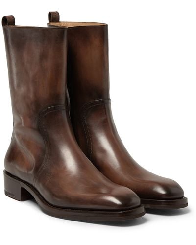 Berluti Venezia Leather Calf Boots - Brown