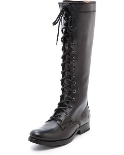 Frye Melissa Tall Lace Up Boots - Black