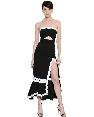 Jonathan Simkhai Strapless Crepe Dress W/ Decorative Trim - Black