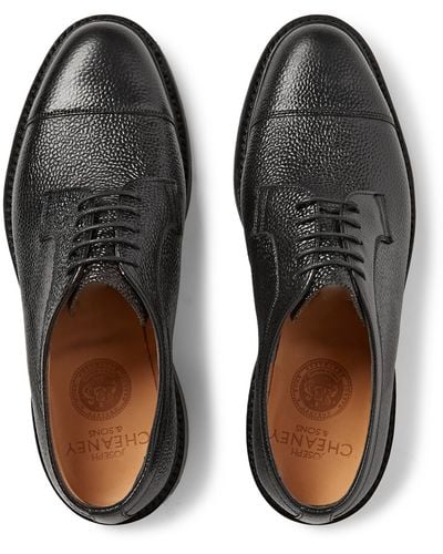 Cheaney Tenterden Pebble-Grain Leather Derby Shoes - Black