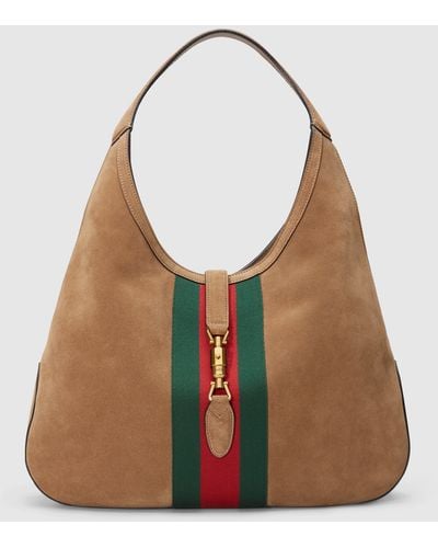 Gucci Jackie Soft Suede Hobo - Brown