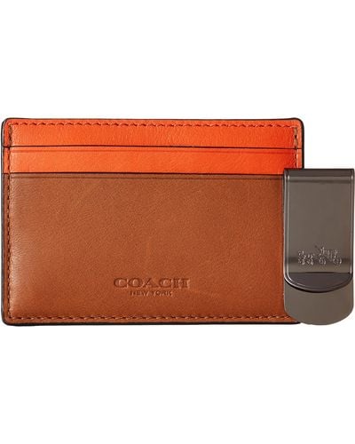 COACH Id Card Case And Money Clip Set - Brown