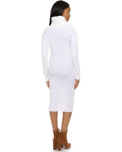 DKNY Long Sleeve Turtleneck Dress - White