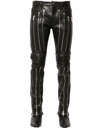 Christian Dada 17cm Multi Zip Leather Biker Pants - Black