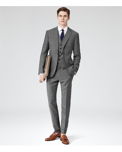 Reiss Youngs One Button Peak Lapel Suit - Gray