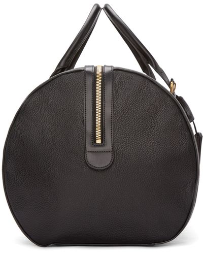 Thom Browne Black Leather Duffle Bag