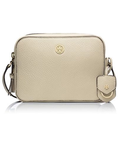 Tory Burch Robinson Pebbled Double-Zip Cross-Body - Natural
