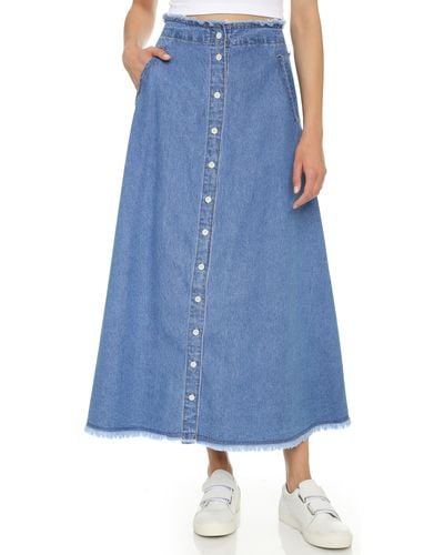 SJYP Denim Button Long Skirt - Blue