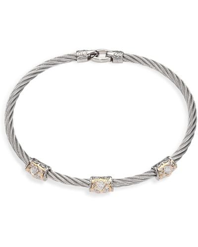 Charriol Diamond 18k Yellow Gold Stainless Steel Cable Bracelet - Metallic