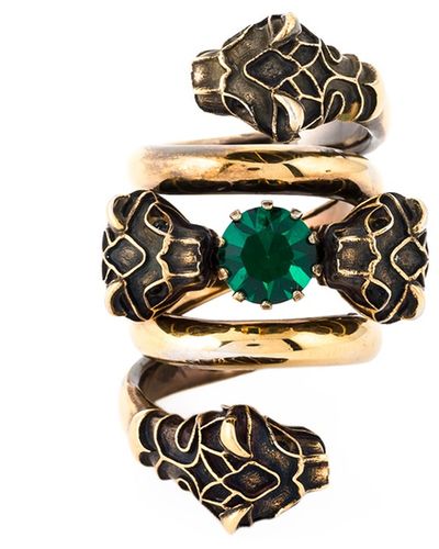Gucci Snake Head Ring - Green