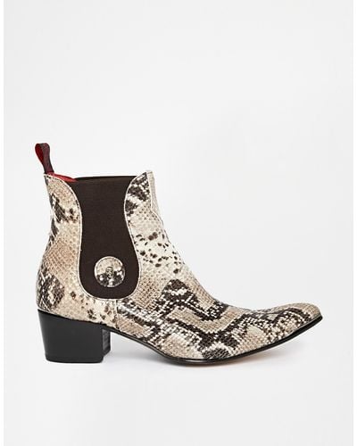 Jeffery West Snake Chelsea Boots - Natural