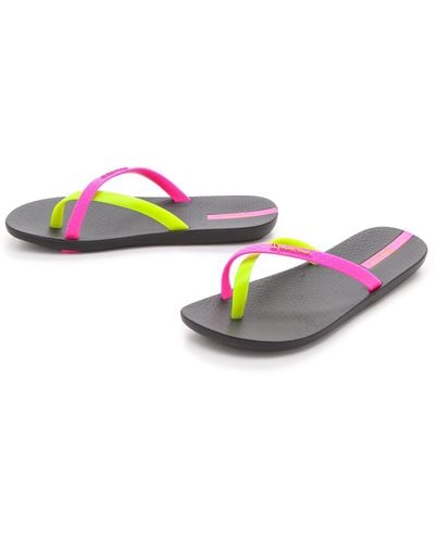Ipanema Neon Thong Sandals - Bright Yellow/pink - Black