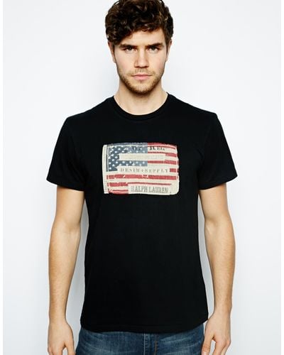 Ralph Lauren Denim Supply Ralph Lauren Tshirt with America Flag - Black