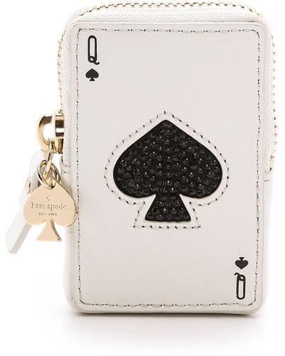 Kate Spade Place Your Bets Playing Card Coin Purse - Queen Of Spades - White