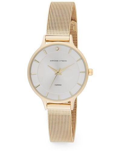 Adrienne Vittadini Women's Rose Gold-Tone Metal Strap Watch 34mm