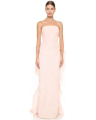 Marchesa Strapless Silk Faille Column Gown - Blush - Pink